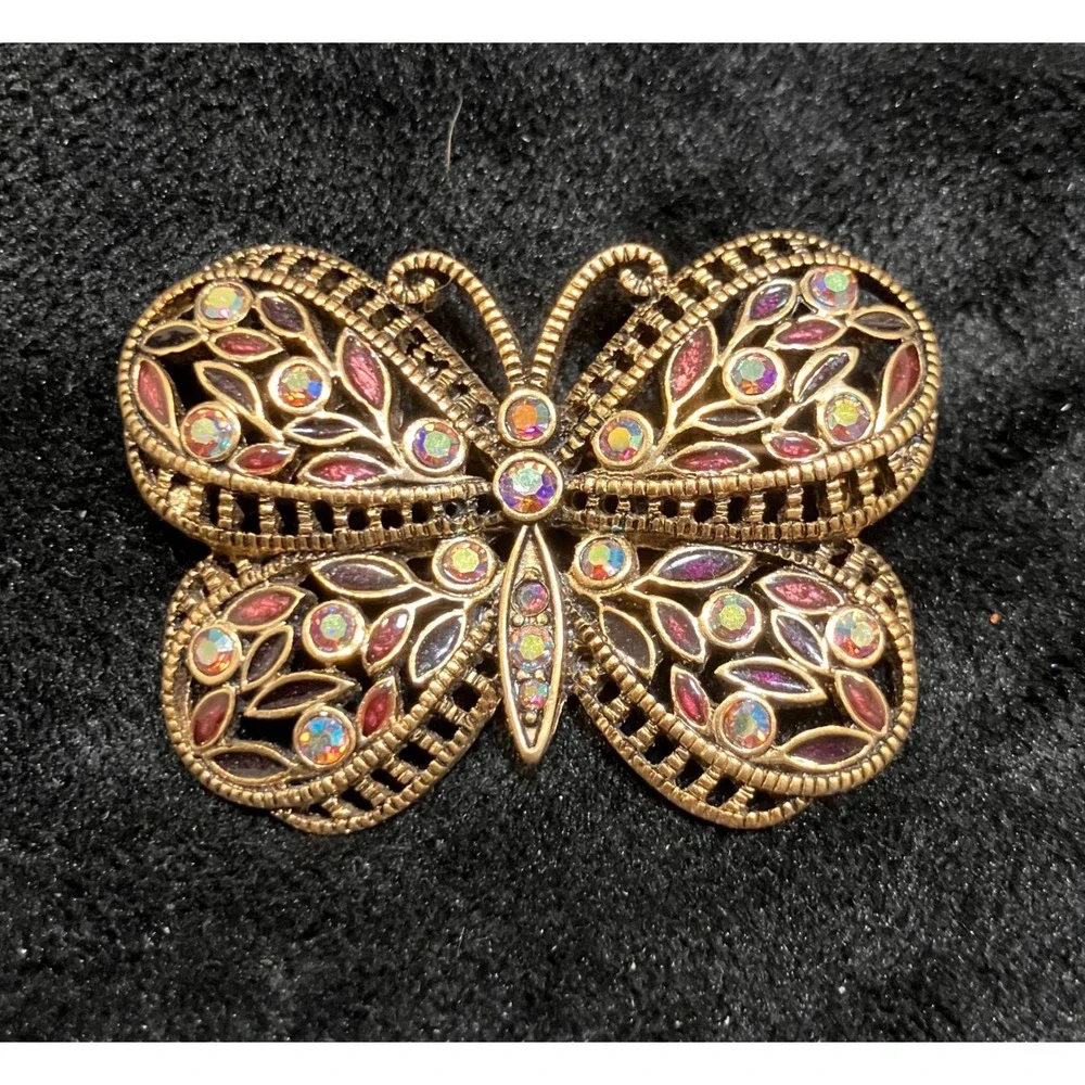 Butterfly Brooch Lot Womens Multicolor Rhinestone Enamel Filigree